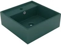 Lavabo Troppopieno Quadrato Verde Scuro Opaco 41x41cm Ceramica cod mxl 39851