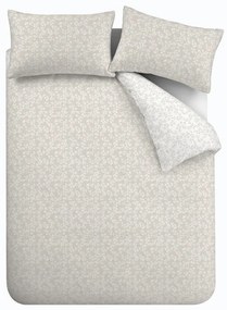 Biancheria da letto singola in cotone beige e bianco 135x200 cm Shadow Leaves - Bianca