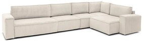 Divano angolare in velluto a coste color crema, angolo destro Nihad modular - Bobochic Paris