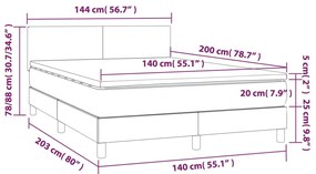 Giroletto a Molle con Materasso Grigio Scuro 140x200 cm Velluto