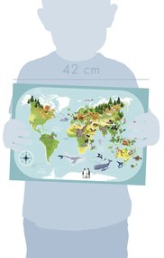 Planisfero con decalcomanie animali