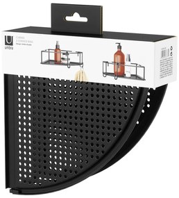 Mensole angolari nere autoportanti in acciaio per bagno 2 pezzi Cubiko - Umbra