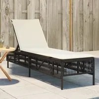 Lettino Prendisole con Cuscino Marrone in Polyrattan 4002738