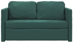 Divano letto da terra 2 in 1 verde scuro 122x204x55 cm velluto