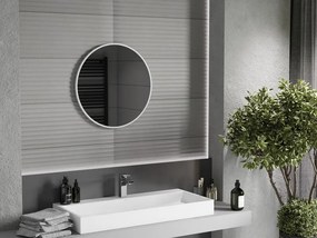 Mexen Loft specchio da bagno rotondo 60 cm, cornice bianca - 9850-060-060-000-20