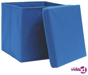 vidaXL Contenitori con Coperchi 4 pz 28x28x28 cm Blu