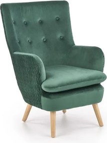 Poltrona imbottita Ravel in velluto verde - H100 cm