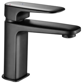 Rubinetto per lavabo a canna media getto laminare cristallino REMIX nero spazzolato opaco SENSEA H 18 cm