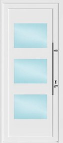 Portoncino d'ingresso 10034 L 80 x H 210 cm con vetro in PVC bianco, apertura spingere a sinistra