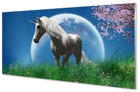Quadro vetro acrilico Campo di luna unicorno 100x50 cm