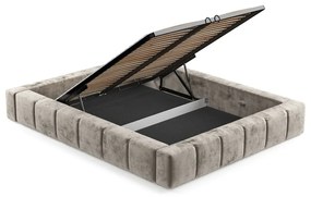 Letto matrimoniale imbottito beige con spazio contenitivo e rete 160x200 cm Aruba L - Maison de Rêve