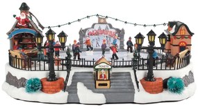 Villaggio di Natale animato pista di pattinaggio H 40 cm L 18 cm P 27 cm