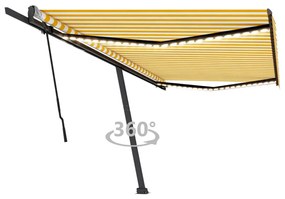 Tenda Da Sole Retrattile Manuale Led 500x300 Cm Gialla Bianca /