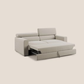 Dylan divano allungabile con pouf estraibile poggiapiedi in tessuto simil cotone impermeabile T13 panna
