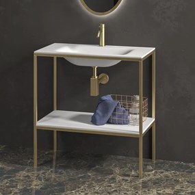 Mobiletto metallico a terra 80 cm con lavabo e ripiano NET-80 - KAMALU