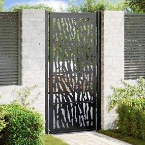 Cancello Giardino Nero 105x205 Cm İn Acciaio Design A Traccia /