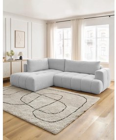 Divano angolare grigio chiaro allungabile e con contenitore (penisola a sinistra/a L) Fuji – Bobochic Paris