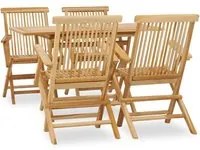 Set da Pranzo per Esterni 5 pz in Legno Massello di Teak 44686