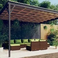 Set Divani da Giardino 9 pz con Cuscini in Polyrattan Marrone 3102004