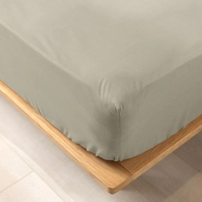 Lenzuolo elasticizzato marrone chiaro in cotone biologico 90x190 cm Biolina - douceur d'intérieur