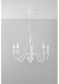 Lampadario a sospensione con catena MINERWA 5 5xE14/40W/230V bianco