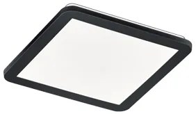Plafoniera quadrata nera 30 cm con LED dimmerabile a 3 livelli IP44 - Lope