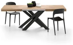 Tavolo Allungabile Emma 140, Rovere Rustico con Gambe Incrociate Nere