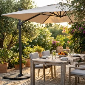 VICTOR - ombrellone da giardino decentrato metallo 3 x 3 con mantovana