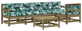 Set divani da giardino 6pz con cuscini legno impregnato di pino