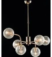 Sospensione Design Moderno Contemporaneo Oro Lucido Con Vetri 6 Luci Ikarus