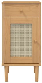 Comodino senja aspetto rattan marrone 40x35x80 cm in legno pino