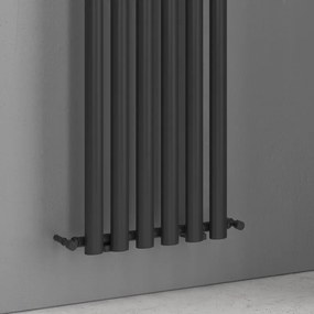Kamalu - radiatore bagno 1800x420 mm colore nero opaco 6 elementi verticali kam-369n