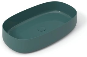 Lavabo da appoggio Wave OLYMPIA CERAMICA ovale in ceramica L 70 x H 14 x P 40 cm verde piletta non inclusa