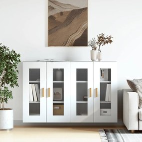 Armadietti A Parete 2 Pz Bianchi İn Legno Multistrato /
