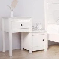 Comodino Bianco 79,5x38x65,5 cm in Legno Massello di Pino cod mxl 30355