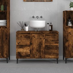 Mobile lavabo rovere fumo 80x33x60 cm in legno multistrato