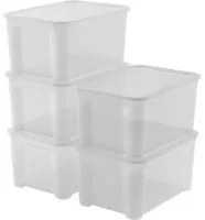 Set 5 Contenitori Rettangolari 55x39x28 cm in Plastica Keter T Box L Trasparente