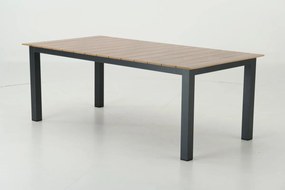 Tavolo da pranzo per giardino Capri in alluminio con piano in polywood marrone per 6 persone 200x100cm