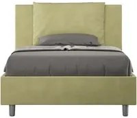 Letto Singolo rivestito in Microfibra - ANTEA Colore: T verde, Tipologia Letto: Con Rete, Dimensione Rete: 100x210