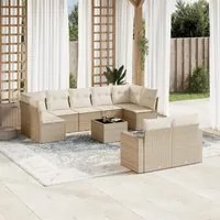 Set Divano da Giardino 10 pz con Cuscini Beige in Polyrattan 3219418