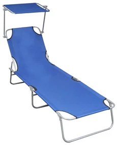 Lettino Prendisole Pieghevole Con Baldacchino Blu İn Alluminio /