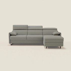 Violetta Divano Letto Angolare con Penisola contenitore, Poggiatesta e Materasso Alto H18 in tessuto impermeabile T13 grigio