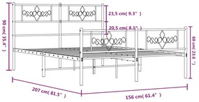 Giroletto con Testiera e Pediera Metallo Bianco 150x200 cm