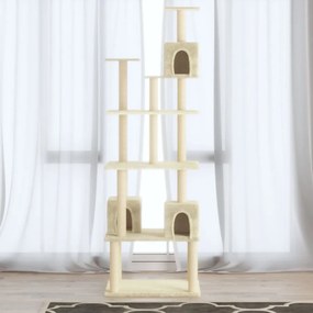 Albero Per Gatti Con Tiragraffi İn Sisal Crema 188 Cm /