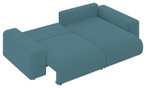Divano angolare turchese allungabile/con contenitore con rivestimento in velluto a coste Luma – Ropez
