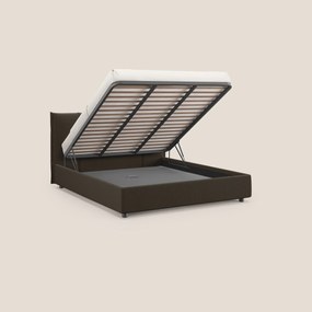 Alicia letto imbottito con vano contenitore in tessuto impermeabile T14 marrone