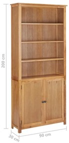 Libreria a 2 Ante 90x30x200 cm in Massello di Rovere