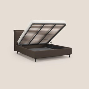 Hans letto contenitore imbottito minimal in tessuto simil cotone impermeabile T19 marrone