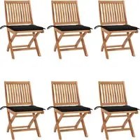 Sedie da Giardino Pieghevoli con Cuscini 6 pz Massello di Teak 3072841