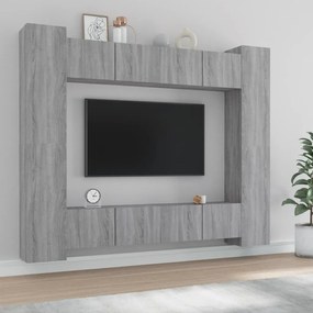 Set Mobili Porta Tv 8pz Grigio Sonoma İn Legno Multistrato /